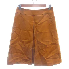 ナチュラルビューティーベーシック NATURAL BEAUTY BASIC 台形スカート プリーツ ひざ丈 ワンボックス ウール M マスタード 黄色 イエロー /AU 