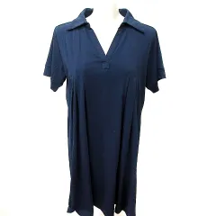 オフオン ofuon ワンピース Aライン ひざ丈 半袖 40 紺 ネイビー /RT
