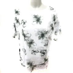 コムサイズム COMME CA ISM カットソー Uネック 半袖 総柄 11 白 ホワイト /RT