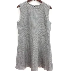 スナイデル SNIDEL ワンピース Aライン ひざ丈 ノースリーブ 総柄 0 黒 ブラック 白 ホワイト /RT