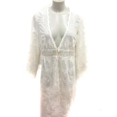 ローズバッド ROSE BUD カーディガン ロング 総柄 刺繍 F アイボリー /RT