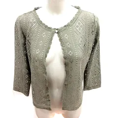 テチチ Te chichi カーディガン ニット 長袖 総柄 M カーキ /RT