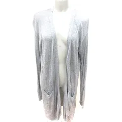 シューラルー SHOO・LA・RUE カーディガン ニット 長袖 ロング 麻混 リネン混 L グレー /RT