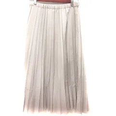 グリーンレーベルリラクシング ユナイテッドアローズ green label relaxing スカート プリーツ ロング 麻混 リネン混 ライトベージュ /RT