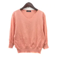 グリーンレーベルリラクシング ユナイテッドアローズ green label relaxing ニット カットソー Vネック 長袖 ピンクベージュ /MN