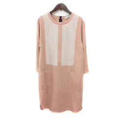 ナノユニバース nano universe ワンピース ひざ丈 長袖 切替 F ベージュ /MN