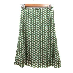 23区 オンワード樫山 フレアスカート ひざ丈 総柄 2 M 緑 カーキ /MN
