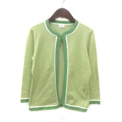 メルローズ MELROSE カーディガン ニット 長袖 黄緑 イエローグリーン 白 ホワイト /MS