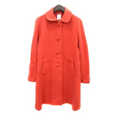 テチチ Te chichi コート ロング ラウンドカラー シングル 総裏地 ウール アンゴラ混 L オレンジ /MN