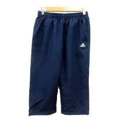 アディダス adidas クロップドパンツ ロゴプリント 5 XS 紺 ネイビー /MN