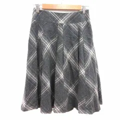 エニィスィス エニシス anySiS フレアスカート ひざ丈 チェック ウール 1 S グレー /YK
