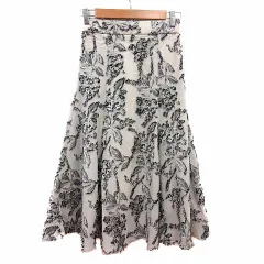 エニィスィス エニシス anySiS フレアスカート ロング 総柄 2 M アイボリー 白 ホワイト 黒 ブラック /YK