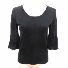 ドゥーズィエムクラス DEUXIEME CLASSE ニット カットソー フレアスリーブ 七分袖 ウール 黒 ブラック /YK