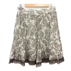 コムサデモード COMME CA DU MODE プリーツスカート ひざ丈 総柄 7 S ベージュ /MN