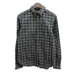 マカフィー MACPHEE トゥモローランド シャツ チェック 長袖 36 S 茶 ダークブラウン /MN