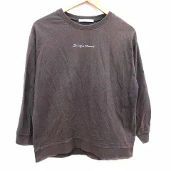 イッカ ikka Tシャツ カットソー クルーネック プリント 長袖 M こげ茶 ダークブラウン /YK