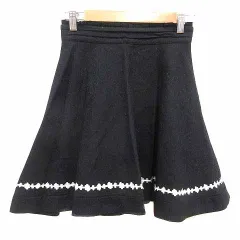 レッセパッセ LAISSE PASSE フレアスカート ミニ レース ウール 36 S 黒 ブラック /YK