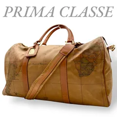 【B4767】 PRIMA CLASSE プリマクラッセ 2way ボストンバッグ ショルダーストラップ 地図柄 PVC レザー 旅行かばん