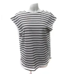 アルマデザイン Alma Design カットソー ボーダー フレンチスリーブ M ベージュ 黒 ブラック /YI