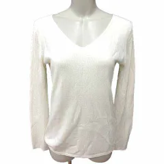 アズールバイマウジー AZUL by moussy AZUL basic ニット カットソー Vネック 長袖 M 白 ホワイト /YK