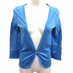 マカフィー MACPHEE トゥモローランド カーディガン ニット Vネック 七分袖 青 ブルー /YK