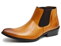 新品 [ジーノ] ビジネスシューズ ブーツ メンズ チャッカーブーツ ショート サイドゴアブーツ レースアップ ジッパー ドレスシューズ 革靴 メンズブーツ 紳士靴 サイドゴア ze1165 Brown 25cm