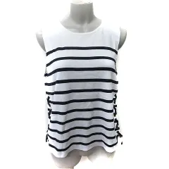 ザラ ZARA KNIT カットソー ボーダー ノースリーブ 白 ホワイト 黒 ブラック /YI