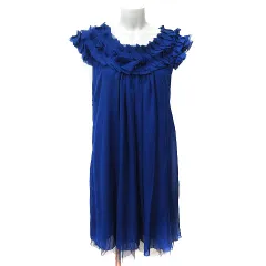 アプレジュール apres jour ワンピース ひざ丈 ノースリーブ シフォン M 青 ブルー /YI