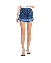 ランズエンド レディース ボトムス ハーフパンツ・ショーツ ショートパンツ Lands End Womens Rayon High Rise 5 Pull On Shorts Set Bottom Deep sea border tile