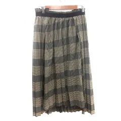 スタニングルアー STUNNING LURE プリーツスカート ロング チェック 2 M ベージュ 黒 ブラック /AU