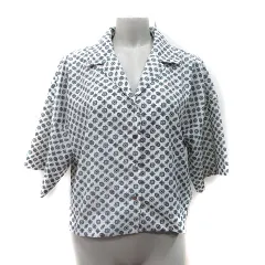 ジーナシス JEANASIS シャツ ブラウス 五分袖 総柄 F 白 ホワイト /YI