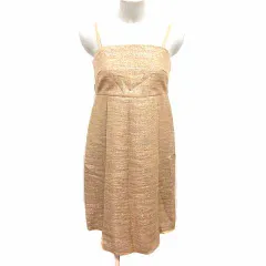 ジルバイジルスチュアート JILL by JILLSTUART キャミワンピース ミニ ベアトップ ラメ リボン M ベージュ /YK