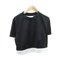 カルバンクラインジーンズ Calvin Klein Jeans Tシャツ カットソー M 黒 ブラック オフホワイト 半袖 クルーネック ロゴプリント /HO40 ■ECD001