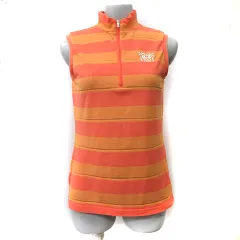 パーリーゲイツ PEARLY GATES カットソー ノースリーブ 鹿の子 ボーダー 刺繍 1 S オレンジ /YI