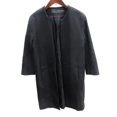 ザラ ベーシック ZARA BASIC ノーカラーコート 総裏地 七分袖 M 黒 ブラック /AU