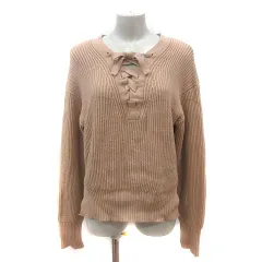 ベイフロー BAYFLOW ニット セーター レースアップ リボン リブ 長袖 3 ベージュ /MS