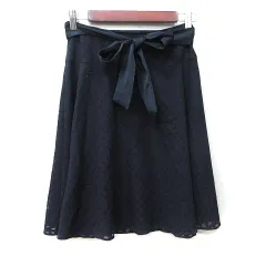 ナチュラルビューティー NATURAL BEAUTY フレアスカート ひざ丈 総柄 36 S 黒 ブラック /YI