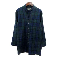 アナザーエディション ANOTHER EDITION アローズ ノーカラージャケット シングル チェック ウール 紺 ネイビー /MN