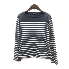 ビームスハート BEAMS HEART カットソー ボートネック ボーダー 長袖 S 紺 ネイビー 白 ホワイト /MS