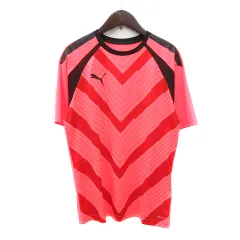 プーマ PUMA スポーツウェア カットソー Tシャツ 総柄 半袖 ロゴプリント 蛍光カラー S オレンジ /MN