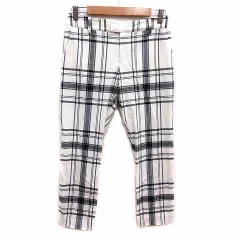 アーバンリサーチ URBAN RESEARCH テーパードパンツ チェック 36 S 白 ホワイト グレー /YK ■MO