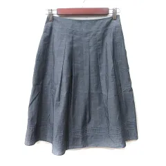 アリスバーリー Aylesbury フレアスカート ミモレ ロング 麻混 リネン混 グレー /YI