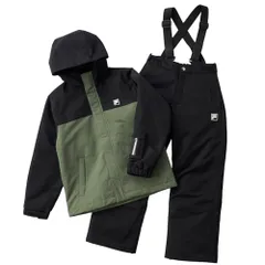 新品 [フィラ] スキーウェア 上下セット サイズ調節可能 耐水 ジェンダーレス 145721 キッズ カーキ 140