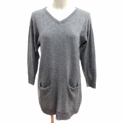 オペークドットクリップ OPAQUE.CLIP ワンピース チュニック ニット Vネック 長袖 38 M グレー /YK