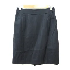 23区 オンワード樫山 タイトスカート ひざ丈 ストライプ ウール 38 M 黒 ブラック /MN