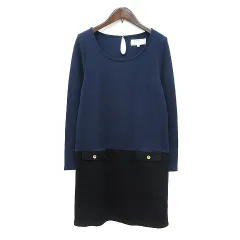 ロペピクニック ROPE Picnic ワンピース ミニ 長袖 バイカラー 38 M 紺 ネイビー /MN