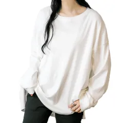 レディース オーバーサイズ ビッグシルエット かわいい 長袖 長袖tシャツ tシャツ カットソー トップス レディース 大きいサイズ M L LL XL フリー [atONE] サイズ 黒 ブラック 白 ホワイト カーキ ベージュ グレー ピンク