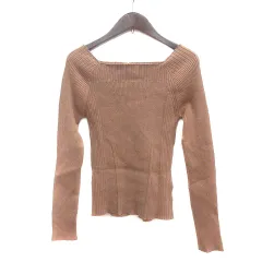 セゾンドパピヨン SAISON DE PAPILLON ニット カットソー 長袖 リブ M 茶 ブラウン /MN