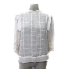 リリーブラウン Lily Brown ブラウス シアー 七分袖 総柄 ONE 白 オフホワイト /YI