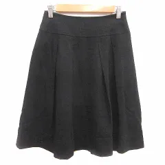 ナチュラルビューティーベーシック NATURAL BEAUTY BASIC フレアスカート ひざ丈 ウール XS 黒 ブラック /YK